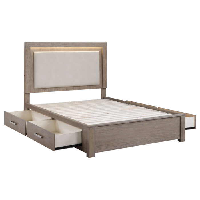 Kenora 56-inch California King LED Storage Bed Barley Brown product image