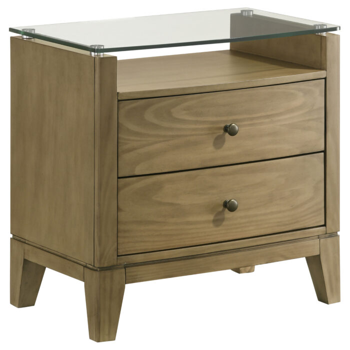 Granada 2-drawer Glass Top Nightstand Natural Pine product image