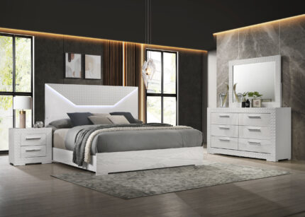 Ives 4-piece Queen Bedroom Set White High Gloss product image