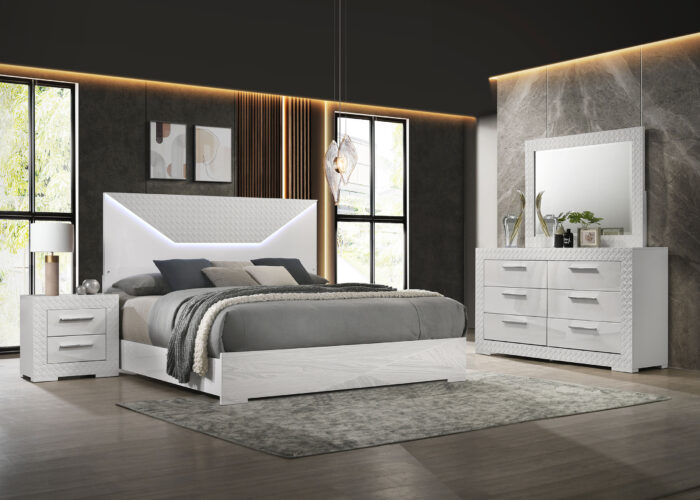 Ives 4-piece Queen Bedroom Set White High Gloss product image