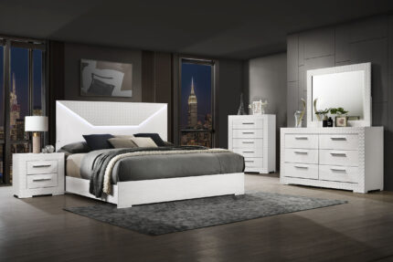 Ives 5-piece Queen Bedroom Set White High Gloss product image