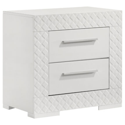 Ives 2-drawer Nightstand Bedside Table White High Gloss product image