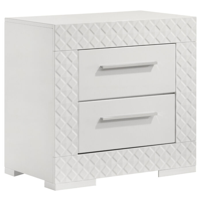 Ives 2-drawer Nightstand Bedside Table White High Gloss product image
