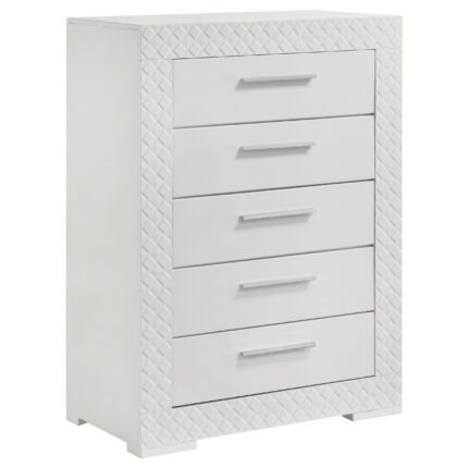 Ives 5-drawer Bedroom Chest of Drawers White High Gloss product image