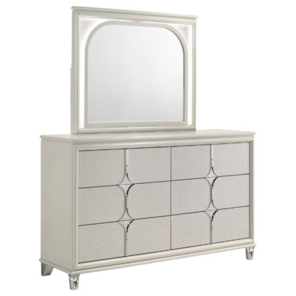 Olivia 6-drawer Dresser and LED Mirror Pearl White product image