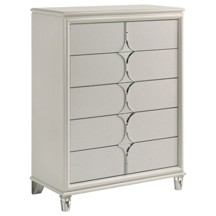 Olivia 5-drawer Bedroom Chest of Drawers Pearl White product image