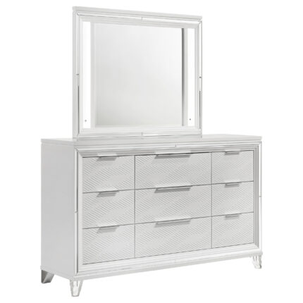 Marmore 9-drawer Dresser and LED Mirror White product image