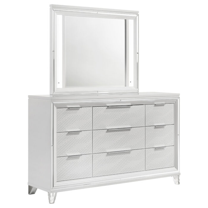 Marmore 9-drawer Dresser and LED Mirror White product image