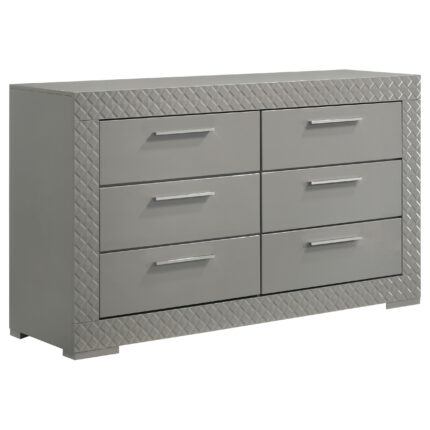 Ives 6-drawer Dresser Cabinet Grey High Gloss product image