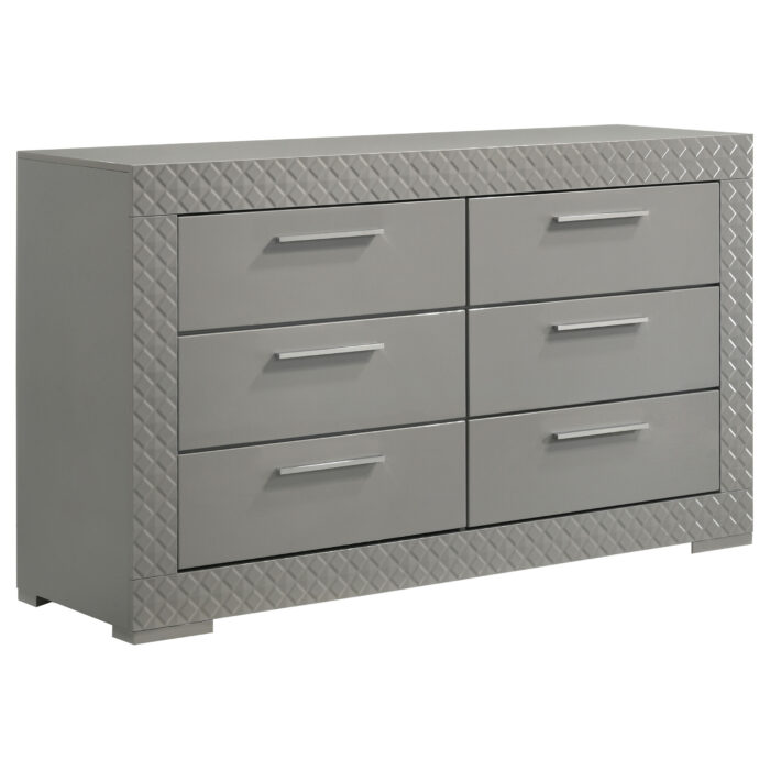 Ives 6-drawer Dresser Cabinet Grey High Gloss product image