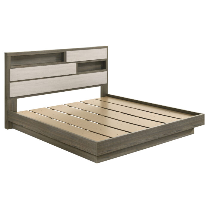 Fenwick Eastern King Bed Bookcase Headboard Grey Oak product image