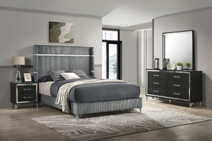 Lucia 4-piece Eastern King Bedroom Set Grey and Black product image