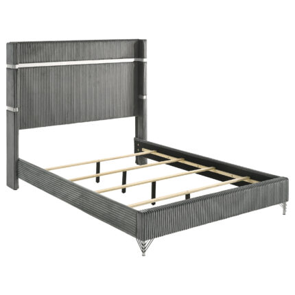 Lucia 61-inch Upholstered Eastern King Wingback Bed Grey product image