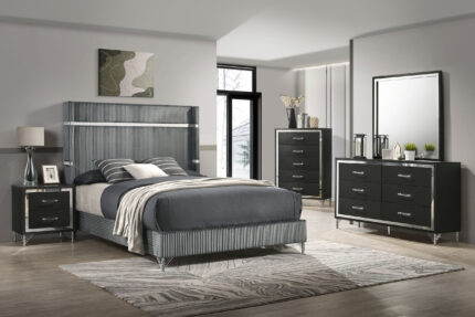 Lucia 5-piece Queen Bedroom Set Grey and Black product image