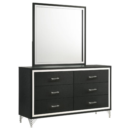 Lucia 6-drawer Dresser and Mirror Black product image