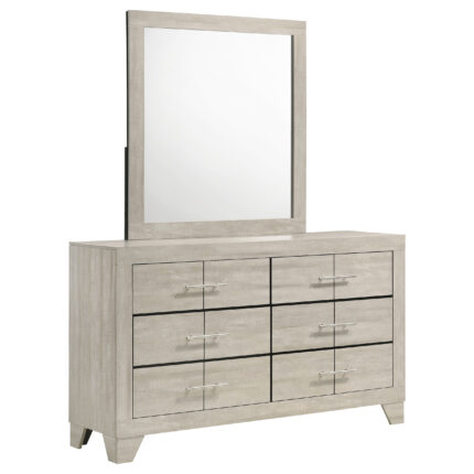 Trenton 6-drawer Bedroom Dresser With Mirror Rustic Cream product image