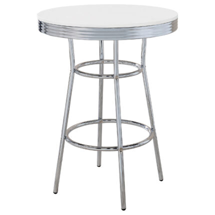Retro Round 30-inch 1950's Bistro Pub Height Bar Table White product image