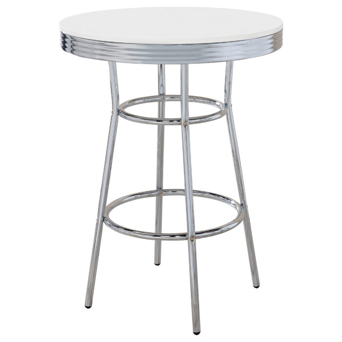 Retro Round 30-inch 1950's Bistro Pub Height Bar Table White product image
