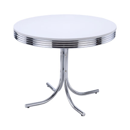 Retro Round 42-inch Wood Top Dining Table White and Chrome product image