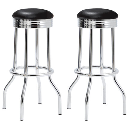 Retro Upholstered Metal Swivel Bar Stool Black (Set of 2) product image