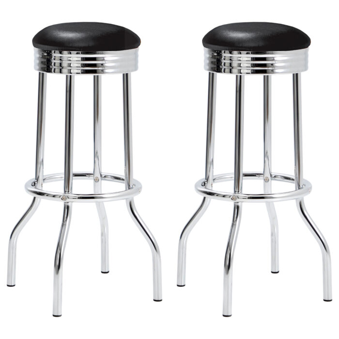 Retro Upholstered Metal Swivel Bar Stool Black (Set of 2) product image
