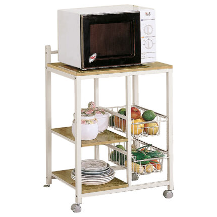 Kelvin 2-shelf Mobile Kitchen Cart Natural Brown and White product image