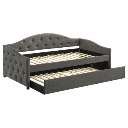 Sadie Upholstered Twin Daybed with Trundle Grey product image