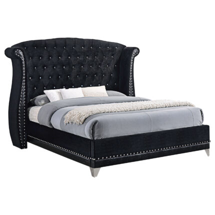 Barzini Upholstered Eastern King Wingback Bed Black product image