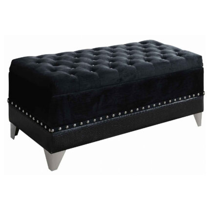 Barzini Velvet Upholstered Tufted Storage Bench Black product image
