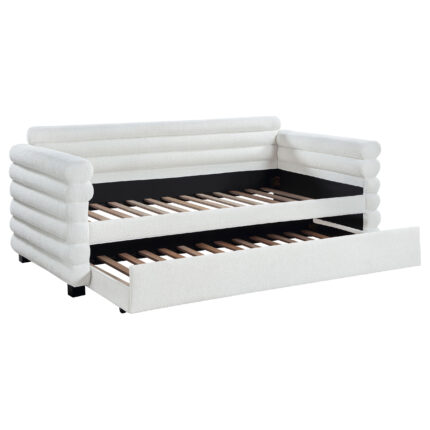 Patricia Boucle Upholstered Twin Day Bed with Trundle White product image