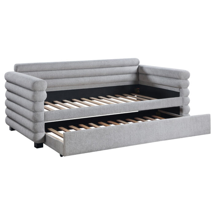 Patricia Boucle Upholstered Twin Day Bed with Trundle Grey product image