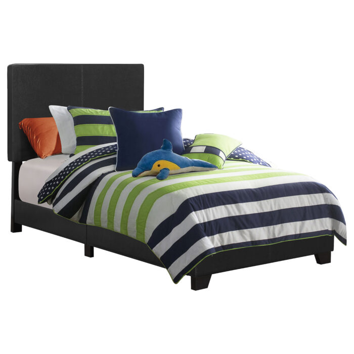 Dorian Faux Leather Upholstered Twin Panel Bed Black product image