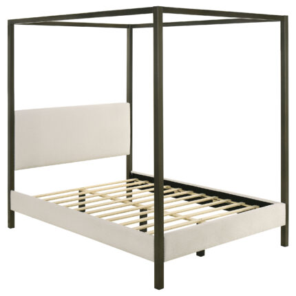 Monroe Upholstered Queen Canopy Bed Vanilla product image