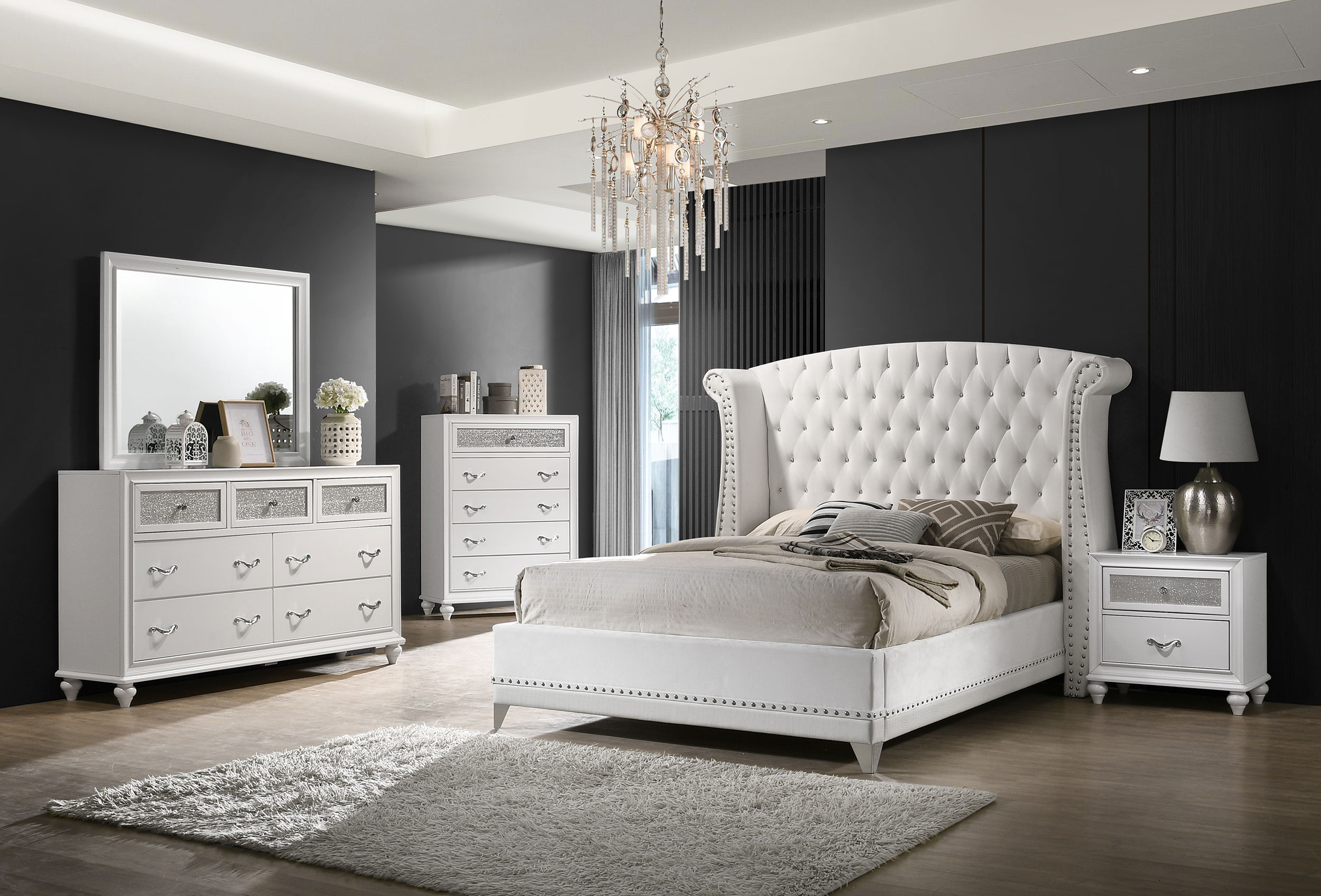 Barzini 5-piece Eastern King Bedroom Set White Barzini 5-piece Eastern King Bedroom Set White product image