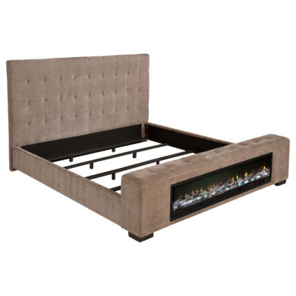 Senna Upholstered Queen Audio Flame Visualizer Bed Brown product image