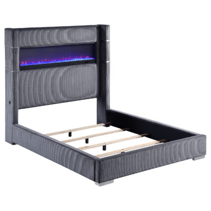 Tisdall Upholstered Queen Flame Visualizer Bed Grey product image