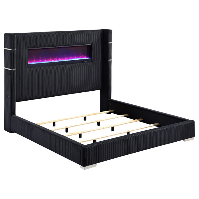 Tisdall Upholstered Eastern King Flame Visualizer Bed Black product image