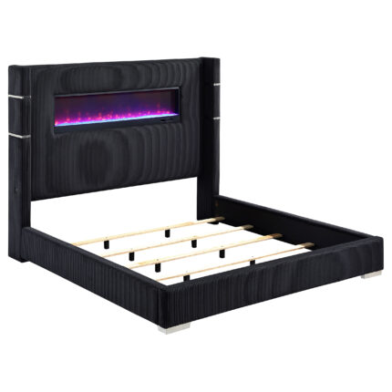 Tisdall Upholstered Queen Flame Visualizer Bed Black product image