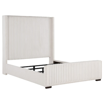 Natasha 65-inch Upholstered Queen Wingback Bed Cream product image