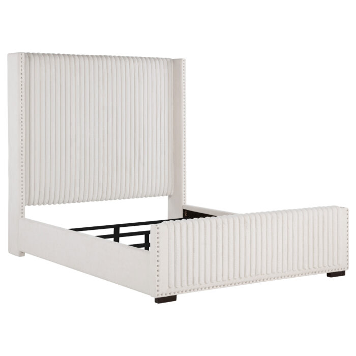 Natasha 65-inch Upholstered Queen Wingback Bed Cream product image