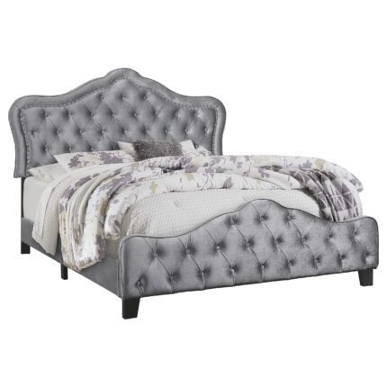 Bella Upholstered California King Panel Bed Grey product image