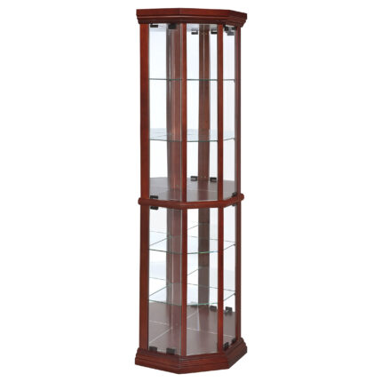 Appledale 6-shelf Corner Curio Display Cabinet Medium Brown product image