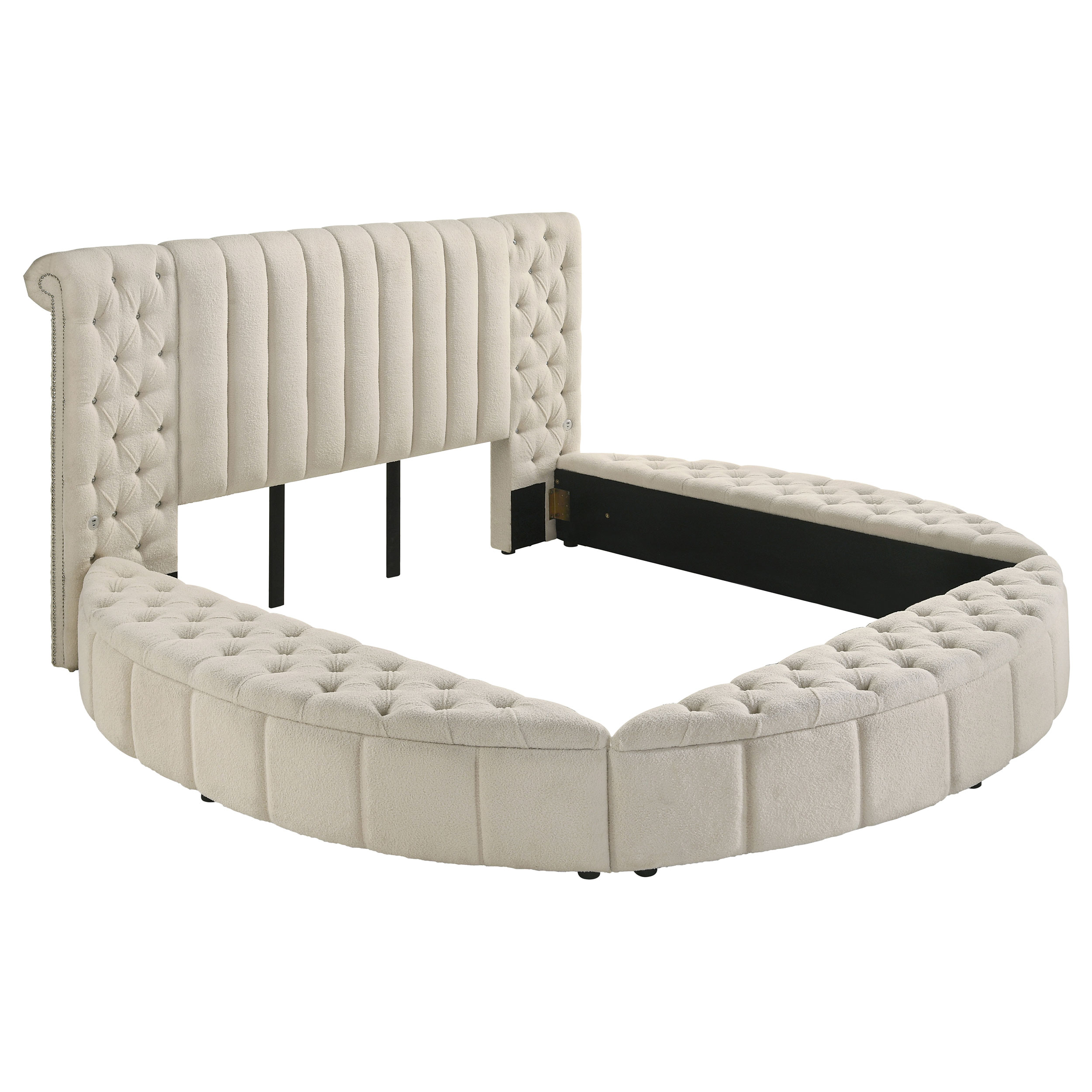 Sonya Upholstered Eastern King Round Storage Bed Ivory Sonya Upholstered Eastern King Round Storage Bed Ivory product image