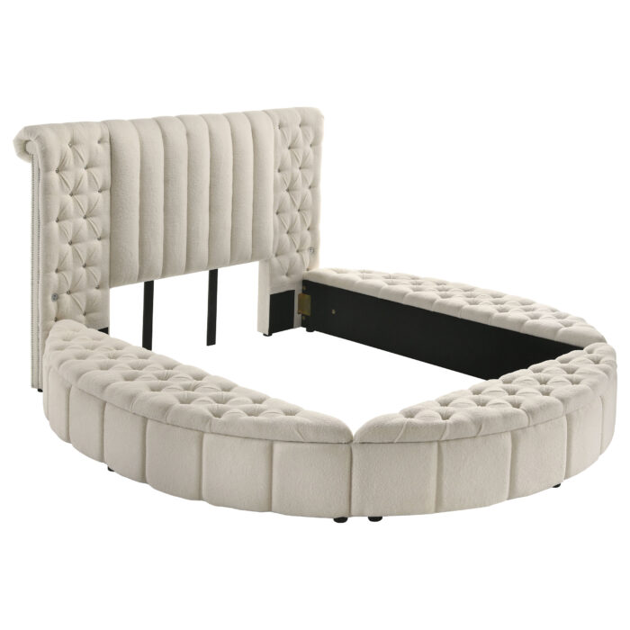 Sonya Upholstered Queen Round Storage Bed Ivory product image
