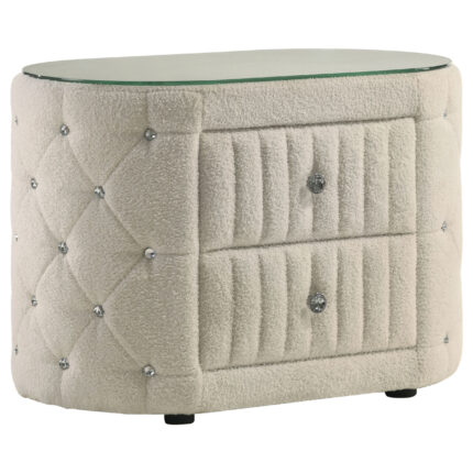Sonya 2-drawer Upholstered Nightstand Bedside Table Ivory product image