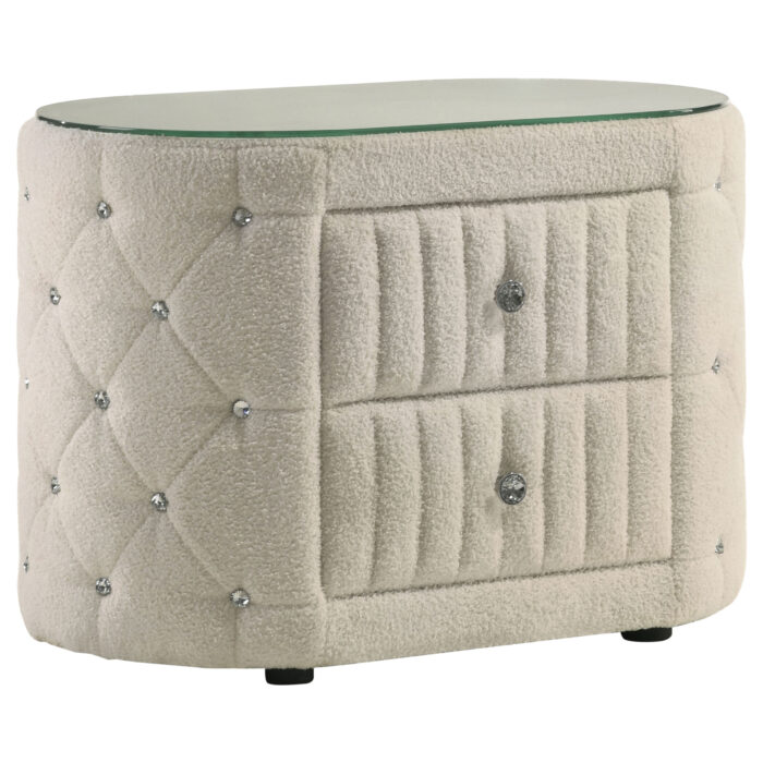 Sonya 2-drawer Upholstered Nightstand Bedside Table Ivory product image