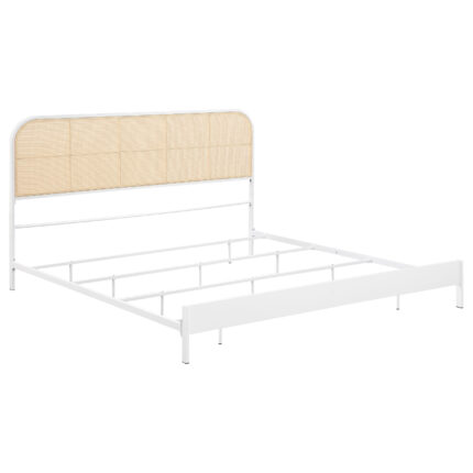 Amherst Radio Weave Rattan Metal Eastern King Bed White product image