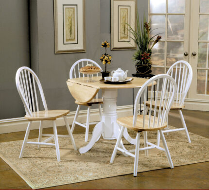Allison 5-piece Round Drop Leaf Dining Table Set White product image