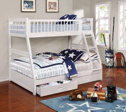 Ashton 2-drawer Wood Twin Over Full Bunk Bed White product image