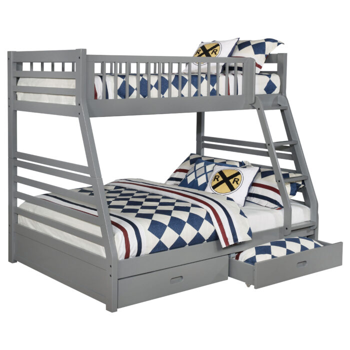 Ashton 2-drawer Wood Twin Over Full Bunk Bed Grey product image